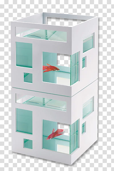 Aesthetic, white and clear glass fish tank with red fish illustration transparent background PNG clipart