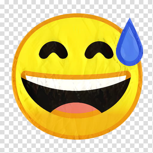 Happy Face Emoji, Emoticon, Smiley, Perspiration, Blob Emoji, Noto Fonts, Sticker, Yellow transparent background PNG clipart