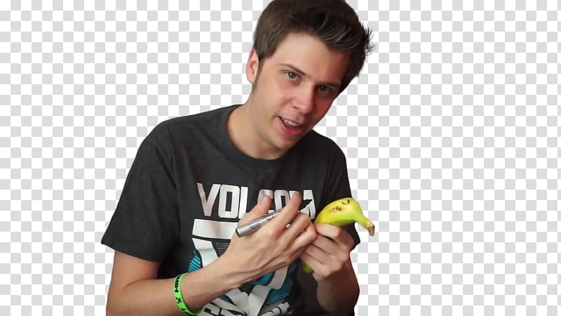 Rubius y Alfredito, man holding unripe banana transparent background PNG clipart