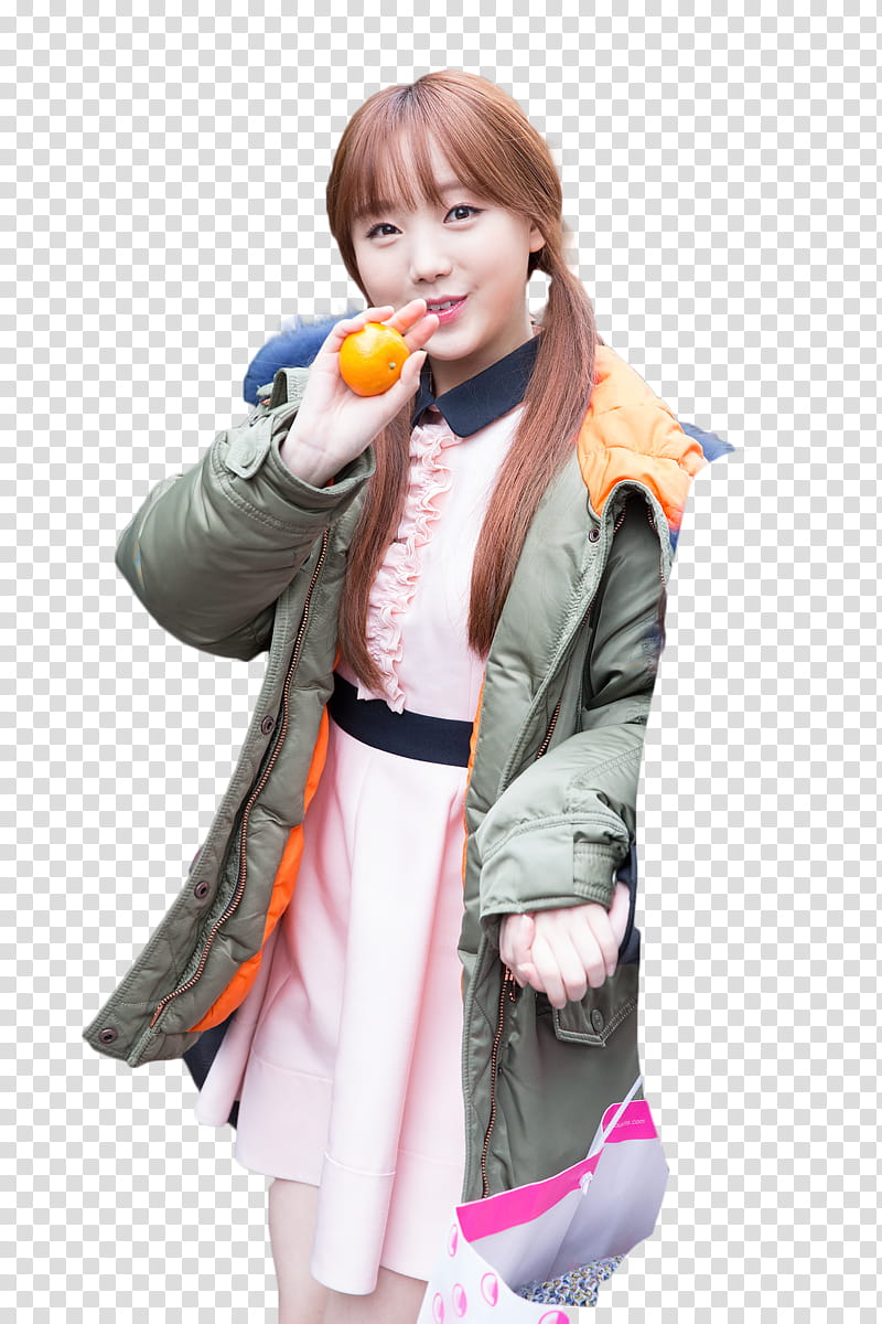 RENDER KEI JOY, female artist holding tangerine fruit transparent background PNG clipart