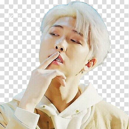 Namjoon wearing white jacket transparent background PNG clipart
