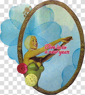 Vintage decors, woman portrait with text overlay transparent background PNG clipart thumbnail