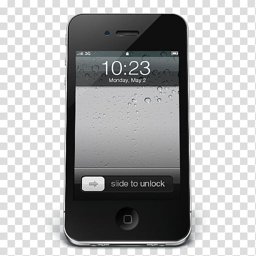 i, black iPhone  displaying slide to unlock transparent background PNG clipart