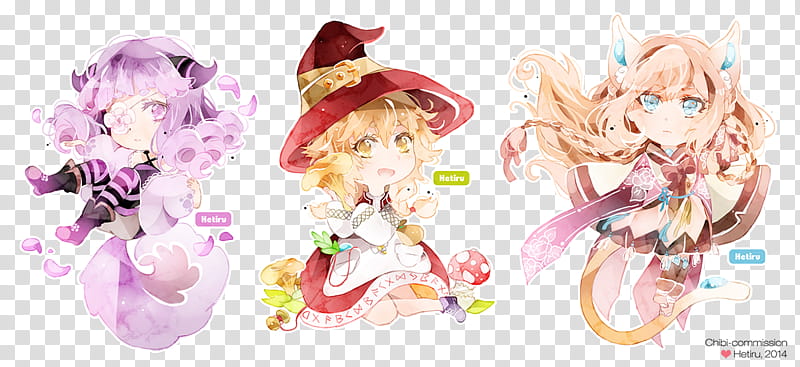 .CC. Chibi-set., three female animated character art transparent background PNG clipart