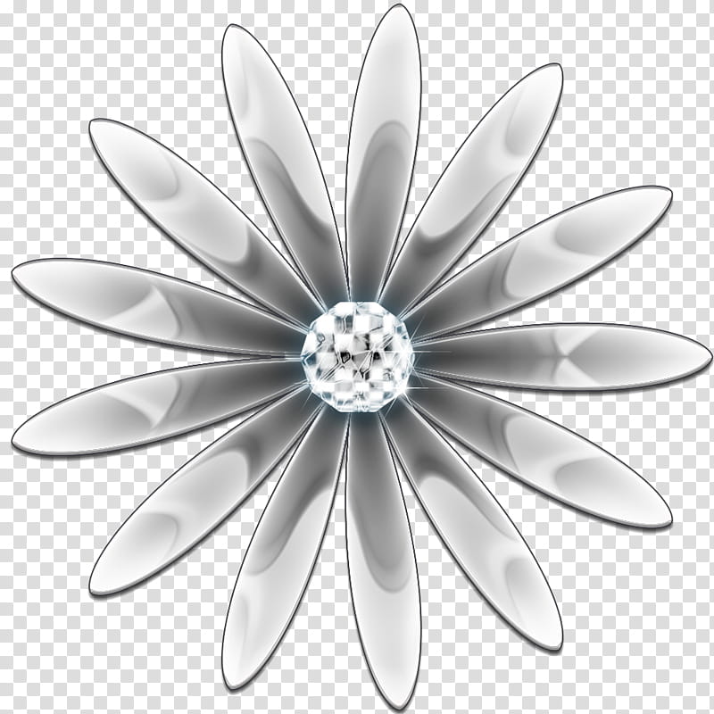 Decorative flowerses in, jeweled silver flower art transparent background PNG clipart