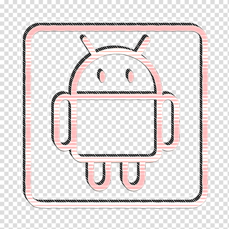 android icon logo icon robot icon, Social Icon, Social Media Icon, Pink, Cartoon, Line, Square, Smile transparent background PNG clipart