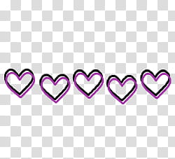 five purple and black heart stickers transparent background PNG clipart