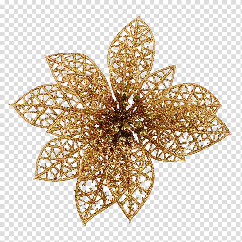 Xmas  Watchers, gold-glittered poinsettia flower Christmas decor illustration transparent background PNG clipart