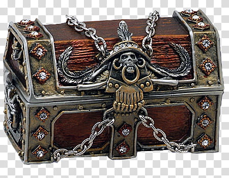 Pirates s, gray and brown chained treasure chest transparent background PNG clipart