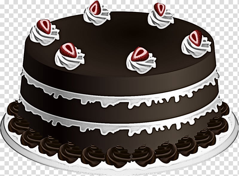 Birthday cake, Dessert, Food, Baked Goods, Torte, Chocolate Cake, Sugar Paste, Cake Decorating transparent background PNG clipart