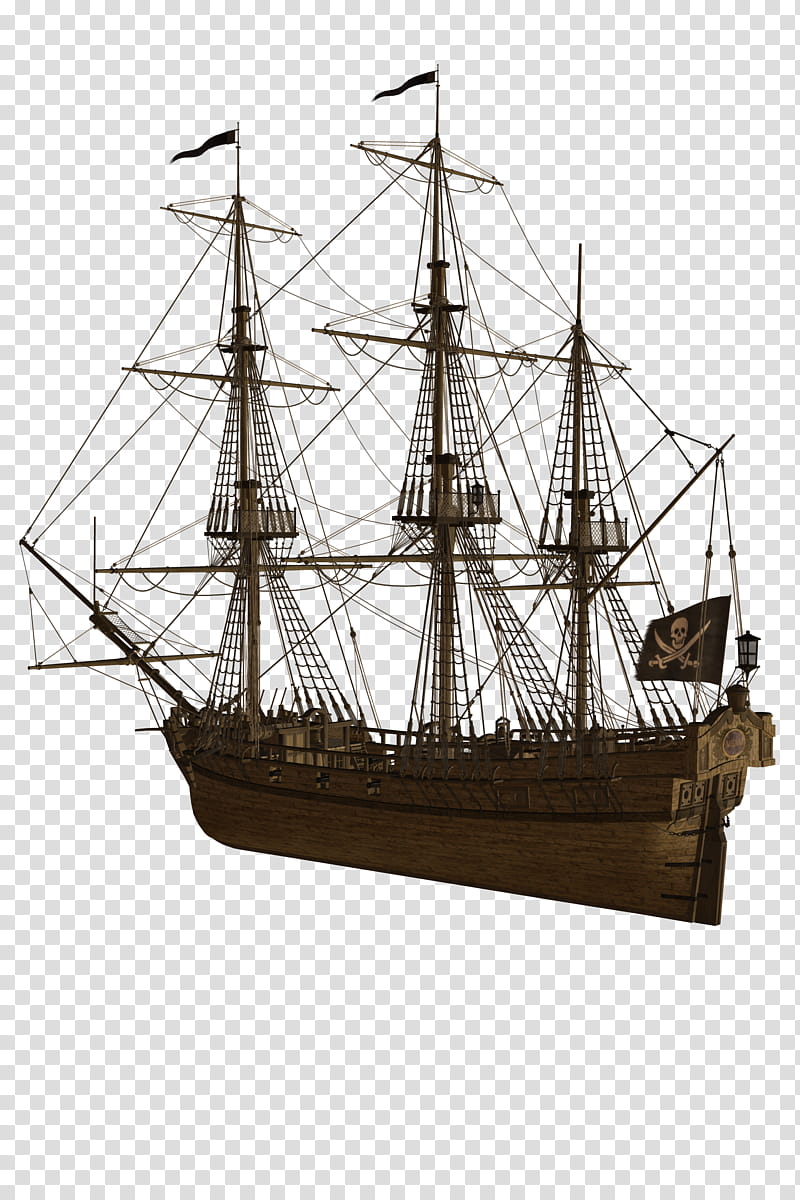 Pirate Ships II , brown pirate ship scale model transparent background PNG clipart
