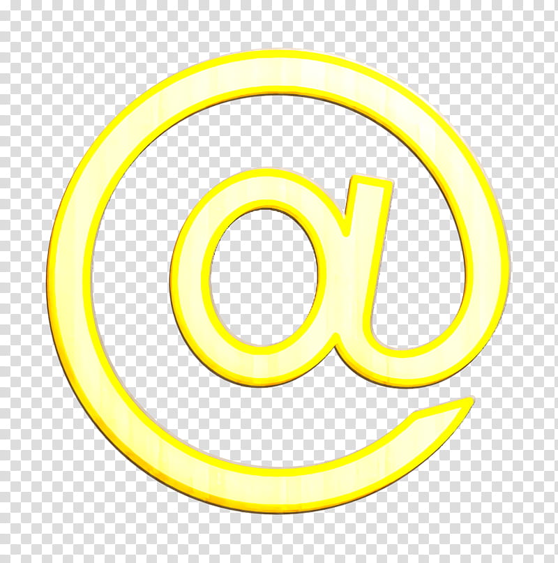 .com icon @ iocn icon link icon, Web Icon, Yellow, Symbol, Neon, Circle, Logo, Signage transparent background PNG clipart
