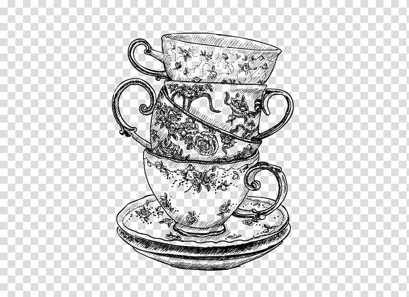 Metal, Teacup, Saucer, Drawing, Coffee Cup, Tea Set, Tableware, Serveware transparent background PNG clipart