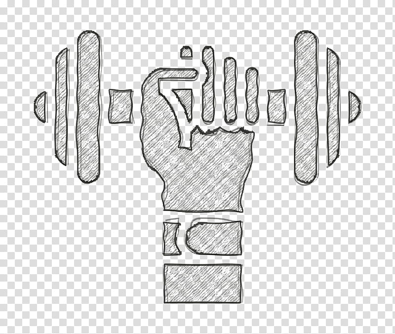 Fitness icon Dumbbell icon Gym icon, Hand, Glove, Personal Protective Equipment, Line Art, Finger, Gesture, Safety Glove transparent background PNG clipart