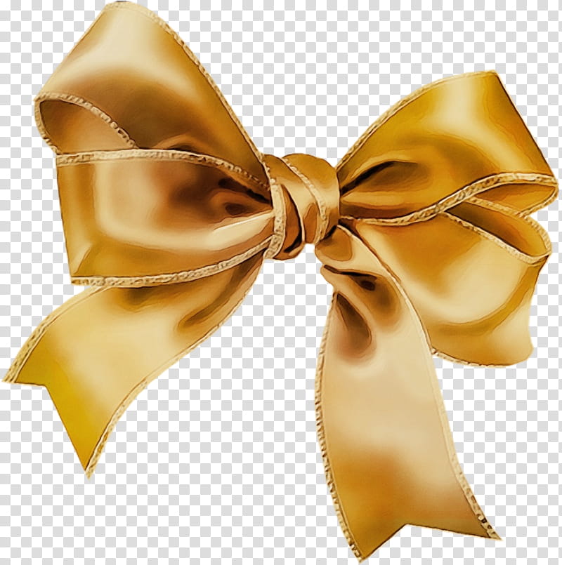 Bow tie, Watercolor, Paint, Wet Ink, Ribbon, Yellow, Satin, Gold transparent background PNG clipart