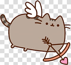 Pusheen Cat Valentine Day Cian, gray cat with bow art transparent background PNG clipart