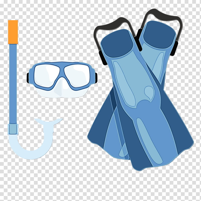 Glasses, Watercolor, Paint, Wet Ink, Blue, Diving Mask, Personal Protective Equipment, Diving Equipment transparent background PNG clipart