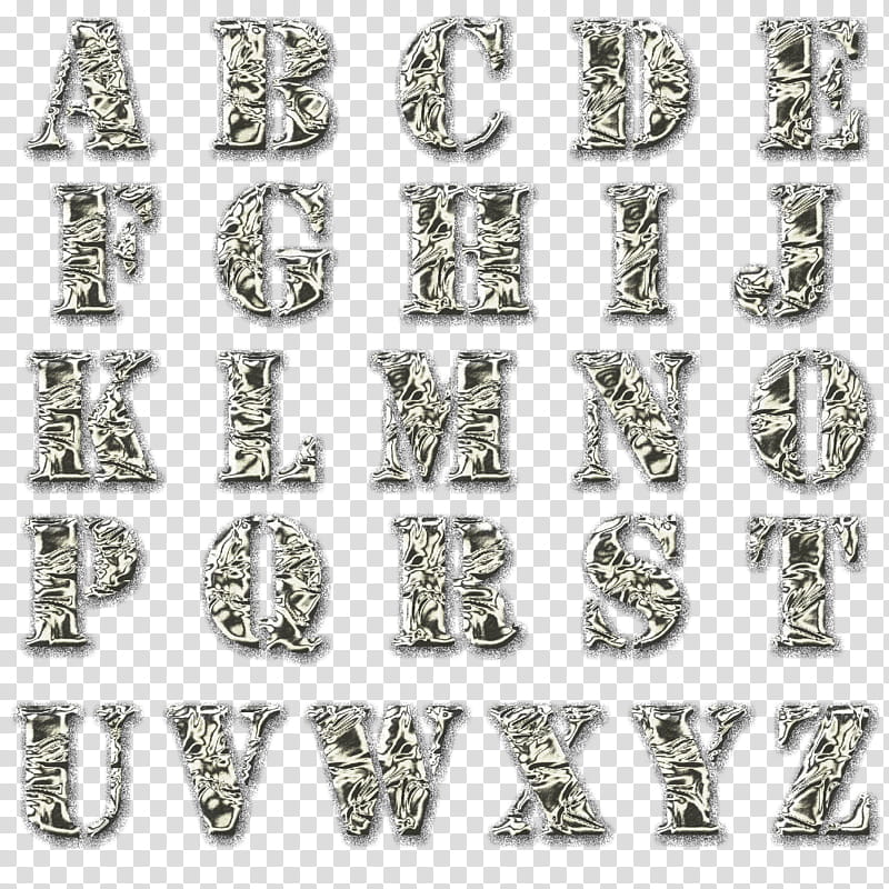 Alphabet text overlay, Typeface Metal Letter Font, Silver metallic fonts  letters transparent background PNG clipart