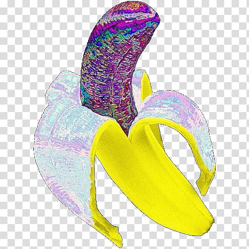 Overlays two, yellow and purple banana fruit art transparent background PNG clipart