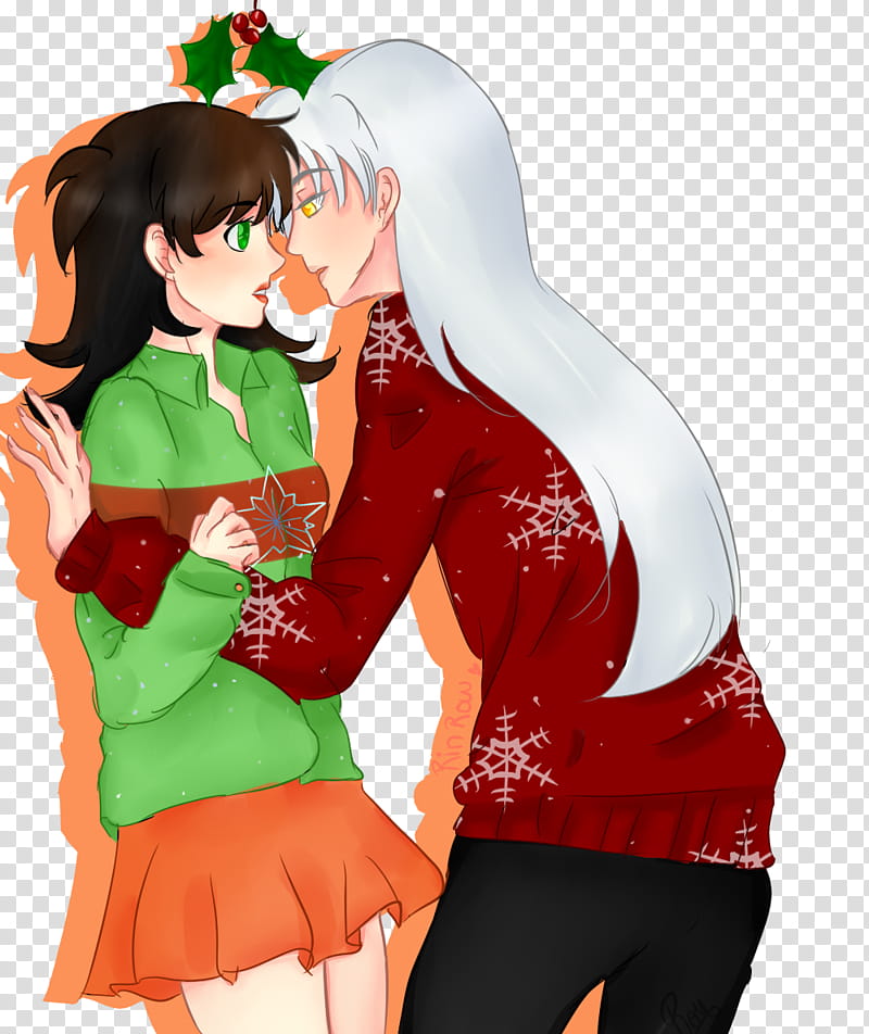 Sesshomaru y Rin Bajo el muerdago Navidad transparent background PNG clipart