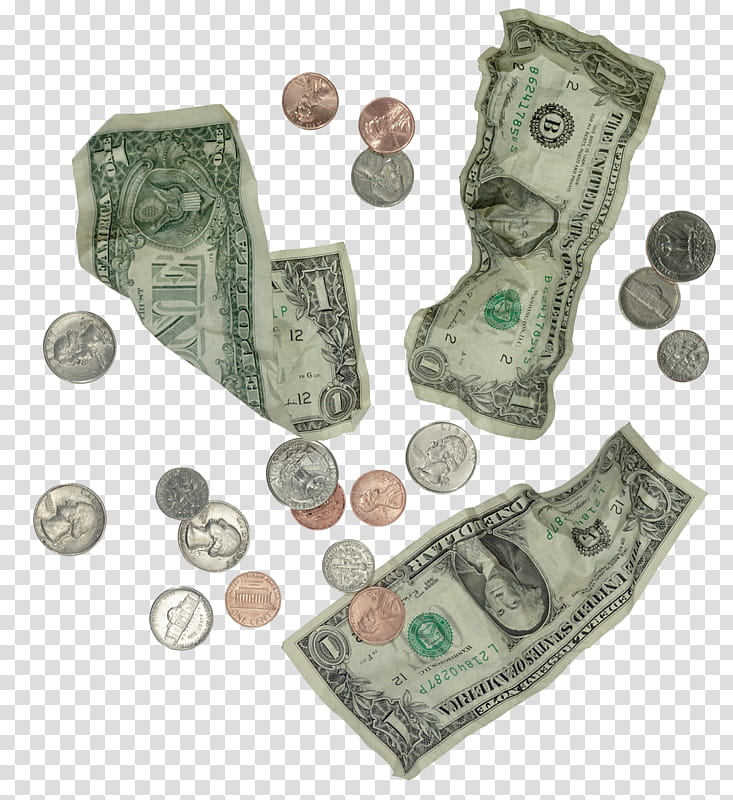 ,  US dollar banknotes and coins transparent background PNG clipart