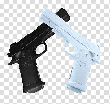 AESTHETIC GRUNGE, two white and black semi-automatic pistols transparent background PNG clipart