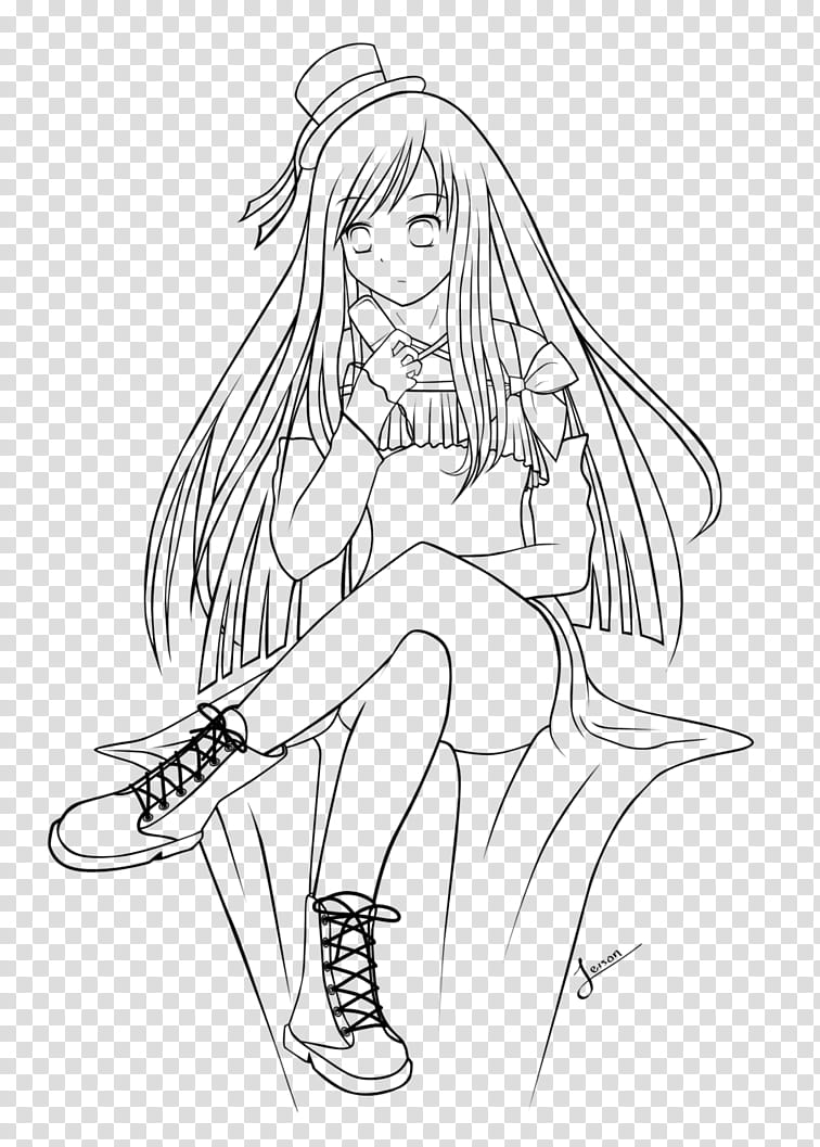 Thumb Image  Happy Anime Girl Lineart PNG Image  Transparent PNG Free  Download on SeekPNG