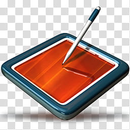 Delta s, blue and orange graphic tablet with pen transparent background PNG clipart