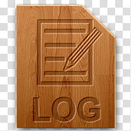 Wood icons for file types, log, brown folder illustration transparent background PNG clipart