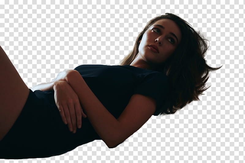 ALYCIA DEBNAM CAREY, woman lying with cross hands on stomach transparent background PNG clipart