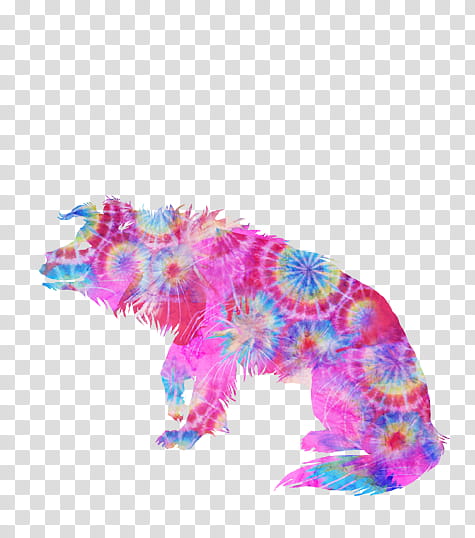 pink and blue floral wolf illustration transparent background PNG clipart
