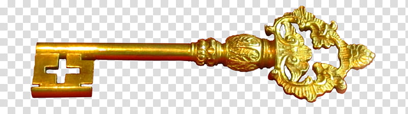 a golden key, brass-colored skeleton key transparent background PNG clipart
