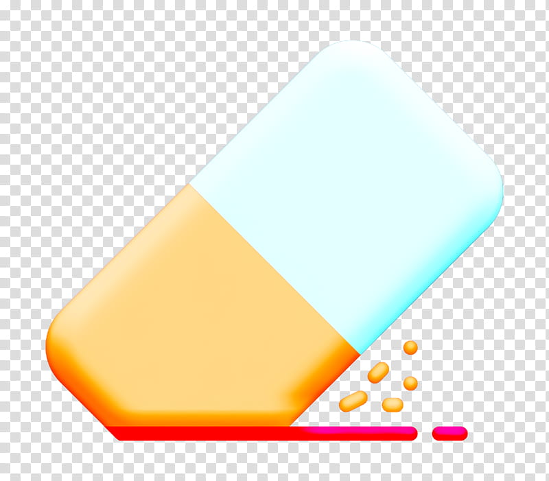 Eraser icon Education elements icon, Orange, Yellow, Material Property, Technology, Rectangle transparent background PNG clipart