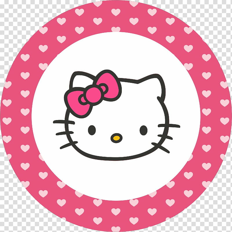 Hello Kitty Logo, Sanrio, Silhouette, Cricut, Pink, Plate, Dishware, Circle transparent background PNG clipart