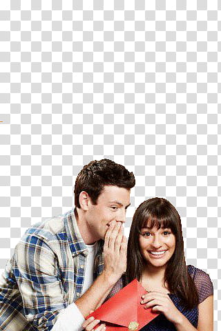 , Cory Monteith whispering to Lea Michele transparent background PNG clipart