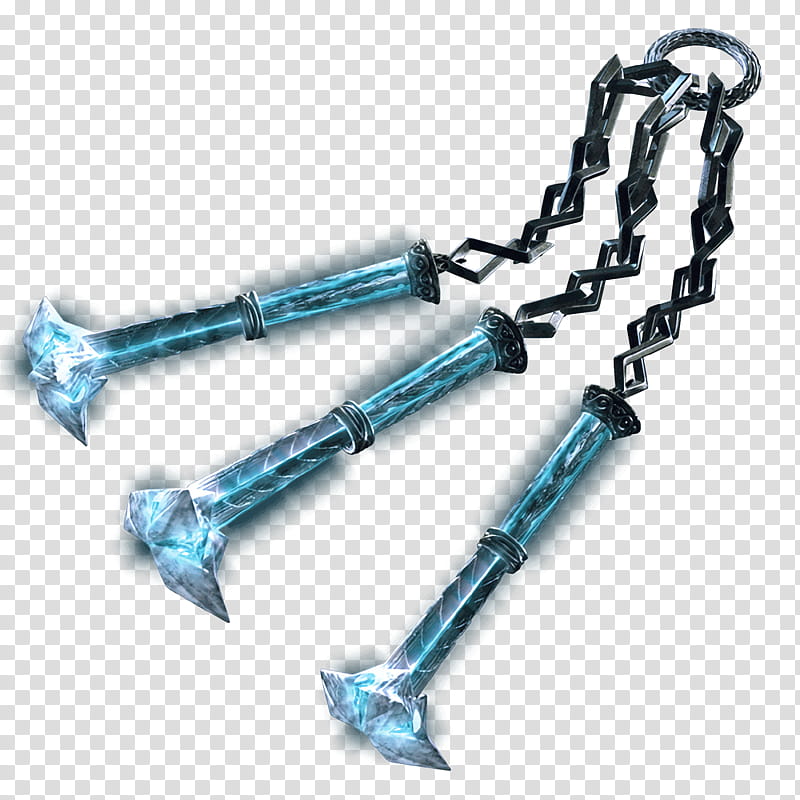 Devil May Cry  Cerberus Glow Render, three blue keychains transparent background PNG clipart