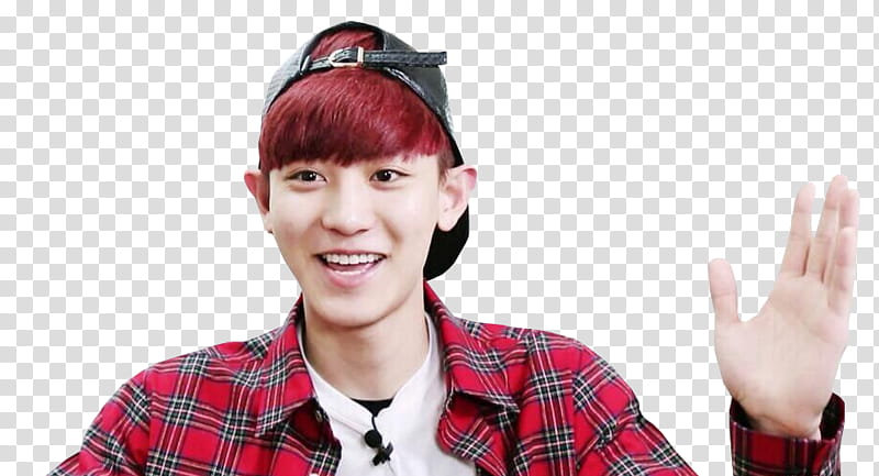 Park Chanyeol Roommate, man wearing red, white, and black plaid top transparent background PNG clipart