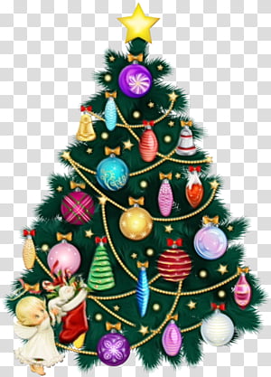 Christmas tree, Watercolor, Paint, Wet Ink, Christmas Decoration, Christmas Ornament, Colorado Spruce, Oregon Pine transparent background PNG clipart thumbnail
