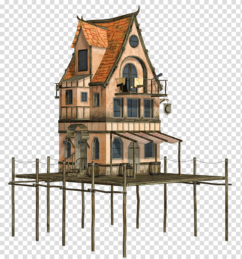 Fantasy Land , brown -storey house illustration transparent background PNG clipart