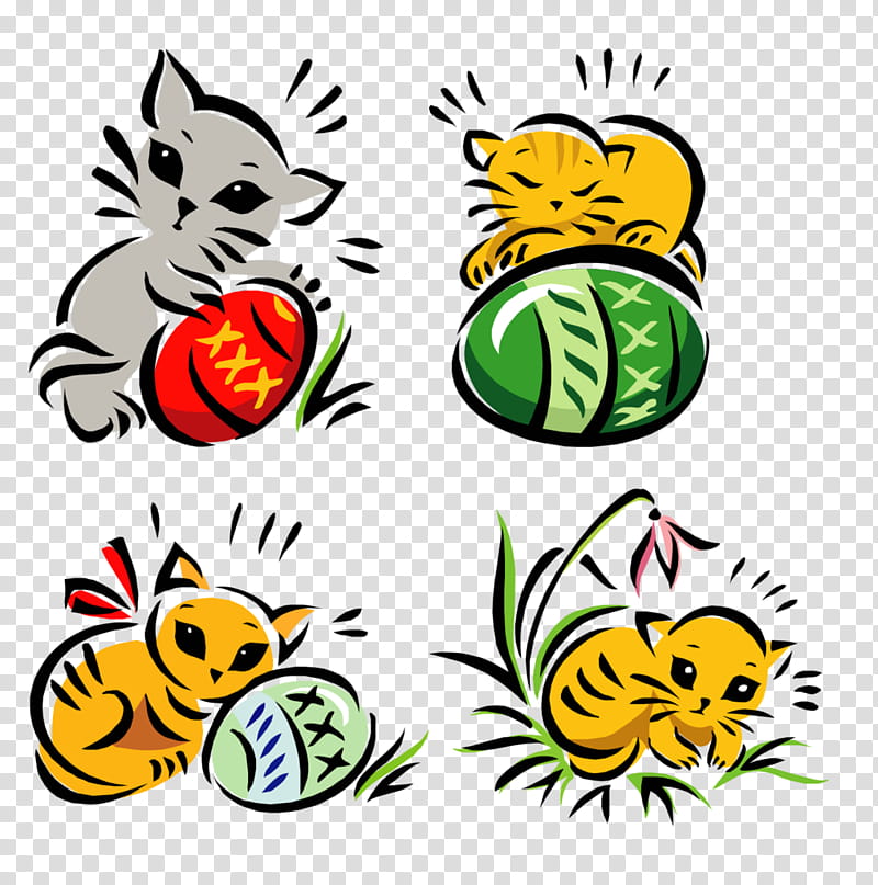Easter Egg, Cat, Kitten, Cartoon, Black Cat, Easter
, Yellow transparent background PNG clipart