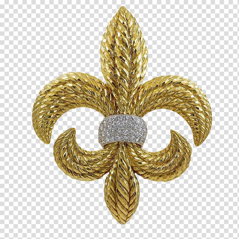 , gold-colored fleur de lis emblem transparent background PNG clipart