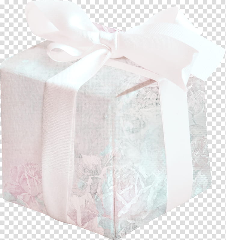 silver floral gift box with white ribbon transparent background PNG clipart