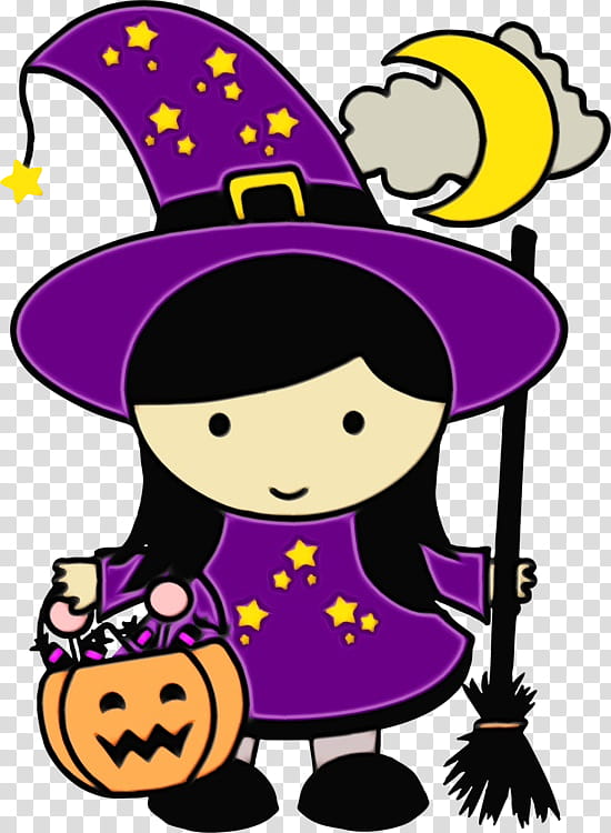cartoon trick-or-treat violet happy, Watercolor, Paint, Wet Ink, Cartoon, Trickortreat transparent background PNG clipart