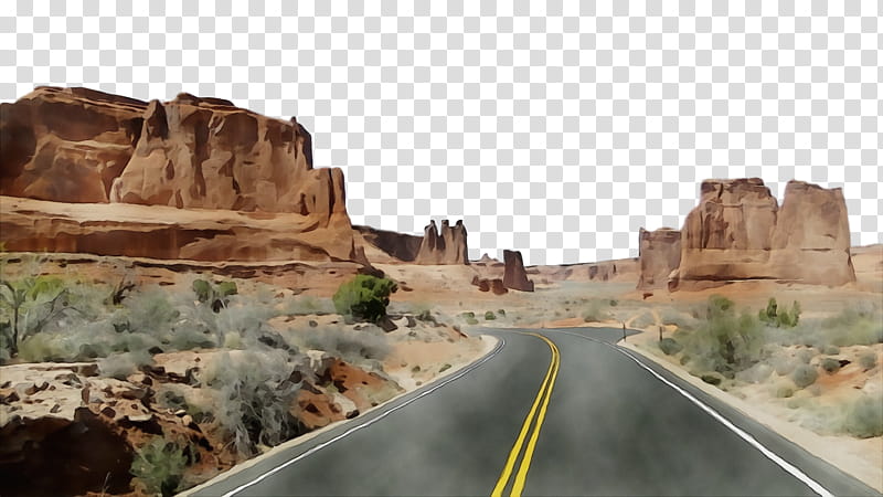 badlands road road trip arch landmark, Watercolor, Paint, Wet Ink, Wadi, Mode Of Transport, Formation, Geological Phenomenon transparent background PNG clipart