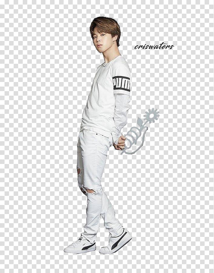 BTS for PUMA, man in white shirt transparent background PNG clipart