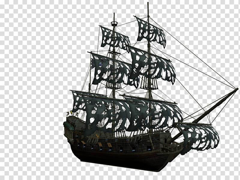 Pirate Ship A L, black and gray galleon ship illustration transparent background PNG clipart