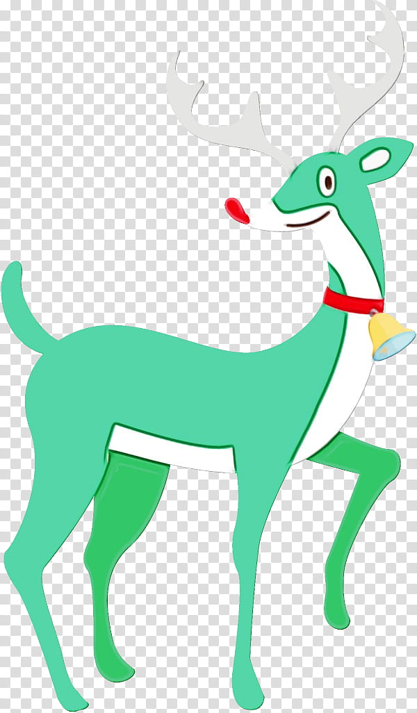 Reindeer, Watercolor, Paint, Wet Ink, Green, Tail, Wildlife, Antelope transparent background PNG clipart