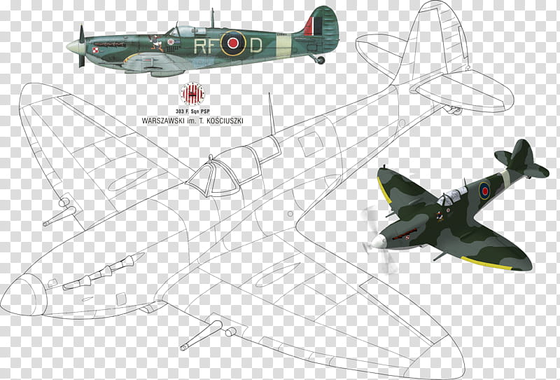 Spitfire mkIX project, green British WW plane transparent background PNG clipart