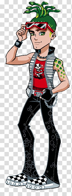 Monster High, animated man with green dreadlocks transparent background PNG clipart