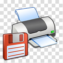 Refresh CL Icons , Printer_Floppy, red floppy disk and desktop printer art transparent background PNG clipart
